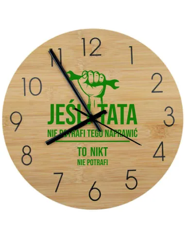 Bambusowy Zegar Ścienny Nadruk Personalizowany Prezent