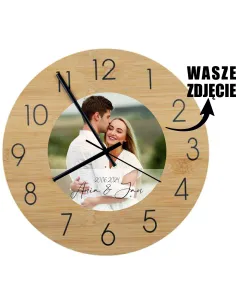 Bambusowy Zegar Ścienny z Nadrukiem UV Prezent dla Żony