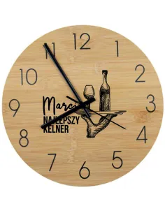 Bambusowy Zegar Ścienny Nadruk UV Różne Zawody Prezent