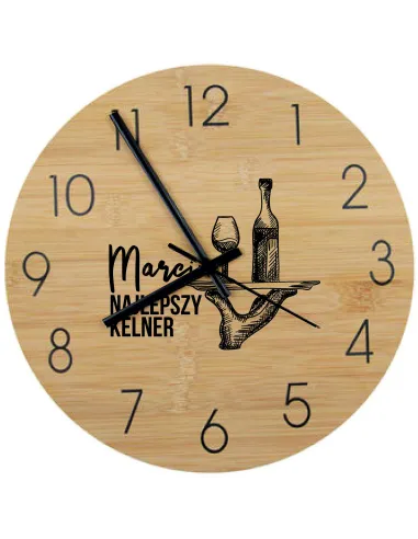 Bambusowy Zegar Ścienny Nadruk UV Różne Zawody Prezent