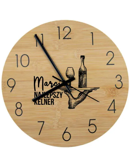Bambusowy Zegar Ścienny Nadruk UV Różne Zawody Prezent