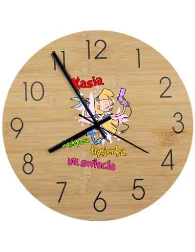 Bambusowy Zegar Ścienny Nadruk UV Różne Zawody Prezent