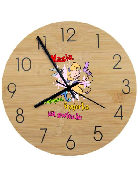 Bambusowy Zegar Ścienny Nadruk UV Różne Zawody Prezent