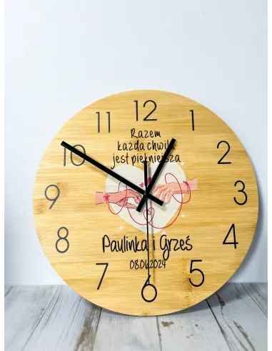 Bambusowy Zegar Ścienny Nadruk UV Biura dla Firm Różne