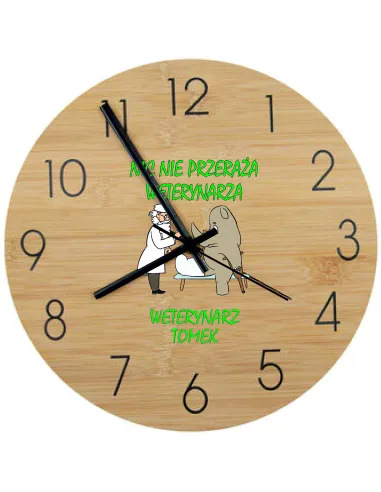 Bambusowy Zegar Ścienny Nadruk UV Różne Zawody Prezent