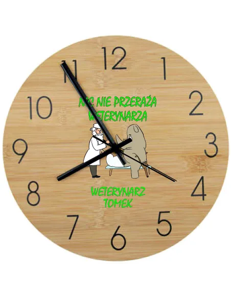 Bambusowy Zegar Ścienny Nadruk UV Różne Zawody Prezent