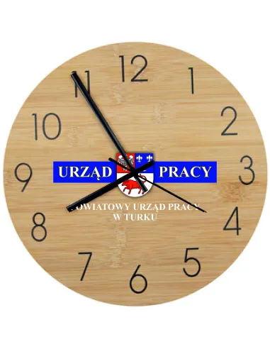 Bambusowy Zegar Ścienny Nadruk UV Instytucji z Nadrukiem