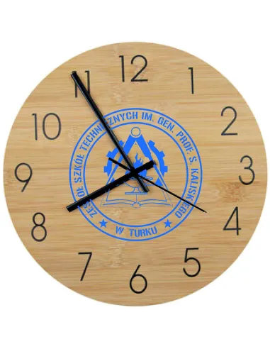 Bambusowy Zegar Ścienny Nadruk UV Instytucji z Nadrukiem