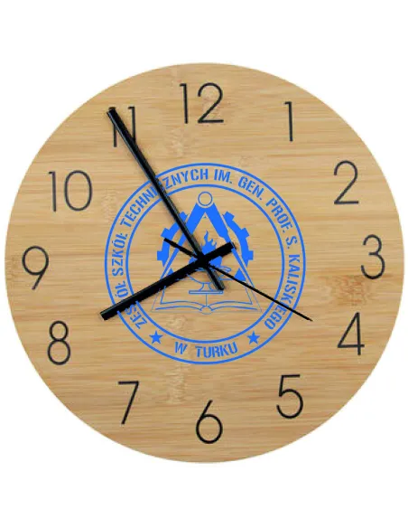 Bambusowy Zegar Ścienny Nadruk UV Instytucji z Nadrukiem