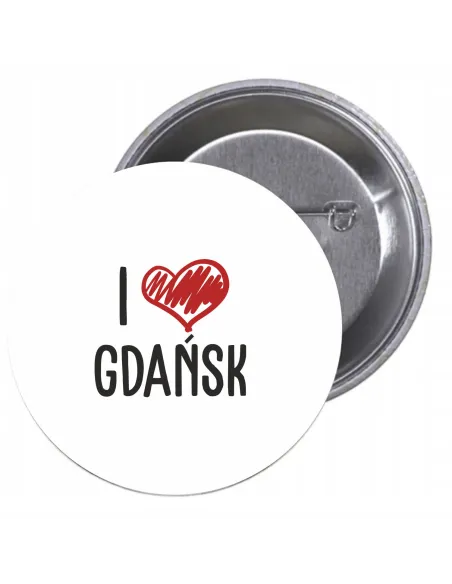 Przypinki Buttony Love Gdańsk Znaczki Badziki Grafiką