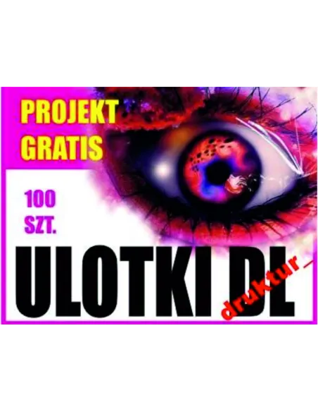 Ulotka Dl 1/3 A4 100 sztuk + Projekt Ulotki Druk z Nadrukiem