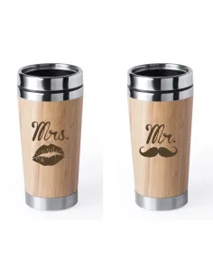 Kubek Termiczny Drewniany Prezent dla Par z Grawerem