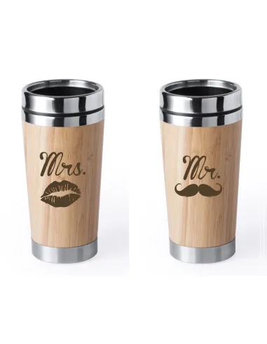 Kubek Termiczny Drewniany Prezent dla Par z Grawerem