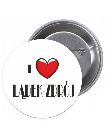 Przypinki Buttony Love Lądek Zdrój Znaczki Badziki Grafiką