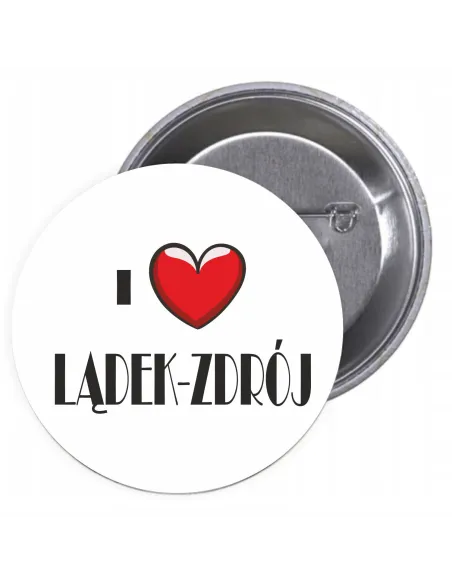 Przypinki Buttony Love Lądek Zdrój Znaczki Badziki Grafiką