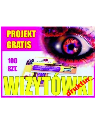 Wizytówki 100 sztuk + Projekt Druk Wizytówka Hit z Nadrukiem