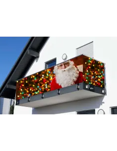 Mikołaj Światełka Świąteczne Osłona Balkonowa z Nadrukiem