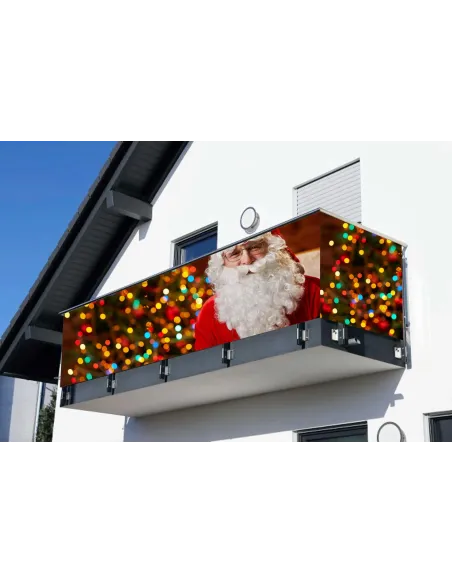 Mikołaj Światełka Świąteczne Osłona Balkonowa z Nadrukiem