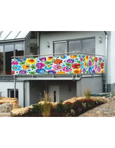 Osłona Balkonowa na Wymiar z Nadrukiem Balkon Kwiatki