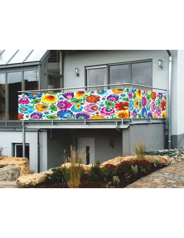Osłona Balkonowa na Wymiar z Nadrukiem Balkon Kwiatki