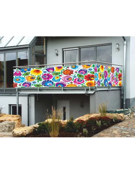 Osłona Balkonowa na Wymiar z Nadrukiem Balkon Kwiatki