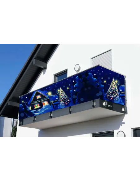 Osłona Balkonowa Świąteczna Dekoracja Balkonu z Nadrukiem