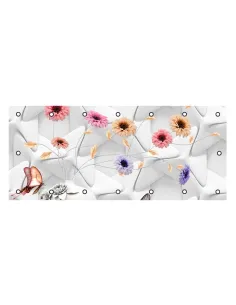 Osłona Balkonowa na Balkon Kwiaty Pikowane Róże z Nadrukiem