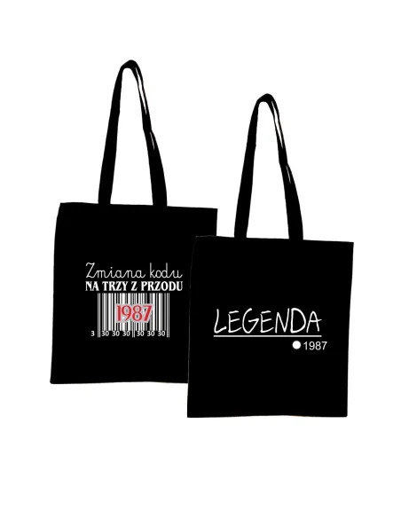 Eko Torba z Nadrukiem Napis Prezent Legenda Rok na Prezent