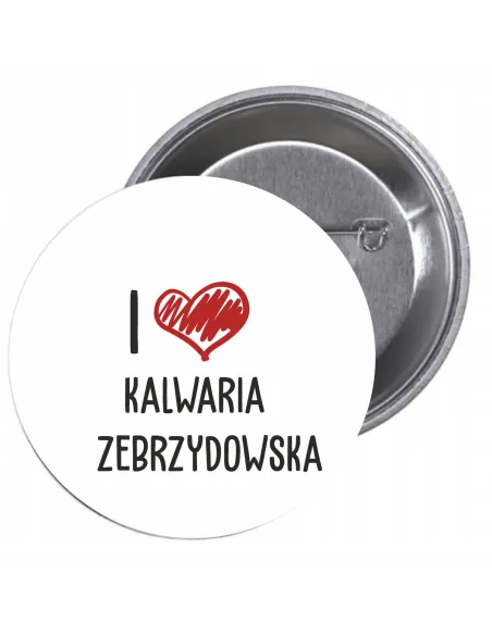 Przypinki Buttony i Love Kalwaria Personalizowany Pamiątkowe
