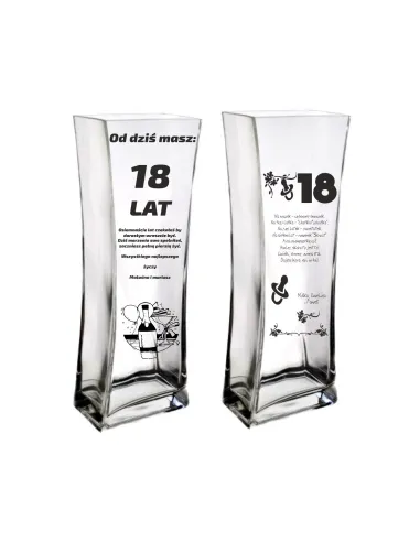 Wazon Urodziny Prezent Okrągłe 18 30 40 50 60 z Grawerem