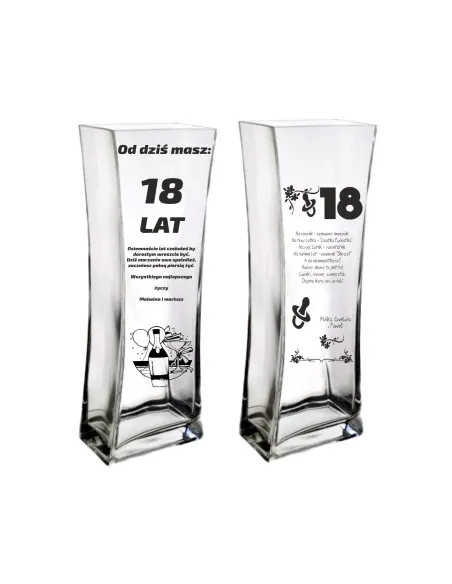 Wazon Urodziny Prezent Okrągłe 18 30 40 50 60 z Grawerem