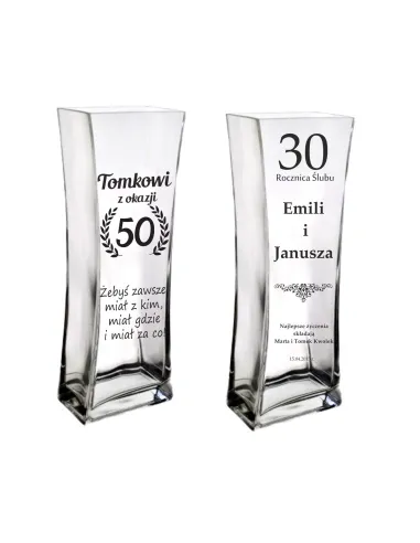 Wazon Urodziny Prezent Okrągłe 30 40 50 60 70 z Grawerem