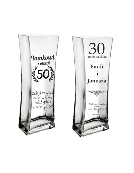 Wazon Urodziny Prezent Okrągłe 30 40 50 60 70 z Grawerem