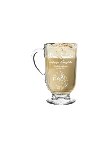 Kubek Szklanka Cappucino Latte Grawerem Prezent Nauczyciela