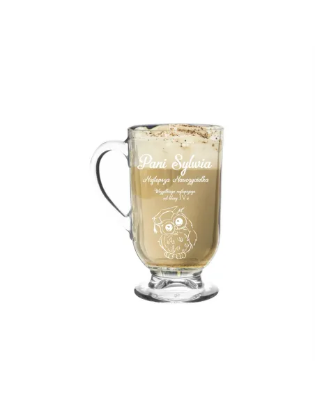 Kubek Szklanka Cappucino Latte Grawerem Prezent Nauczyciela