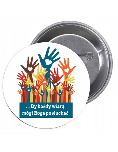 Przypinki Buttony Religijne – By Każdy Wiarą Mógł Boga