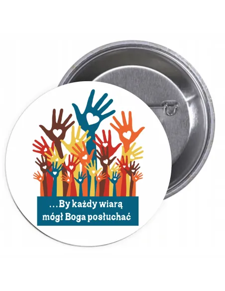 Przypinki Buttony Religijne – By Każdy Wiarą Mógł Boga