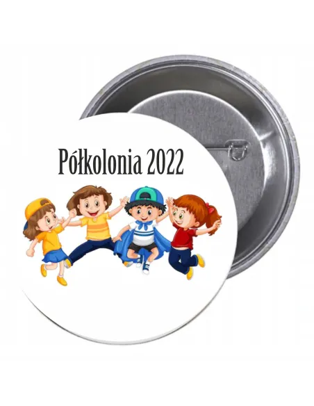 Przypinki Buttony Półkolonia 2022 Znaczki Badziki Grafiką