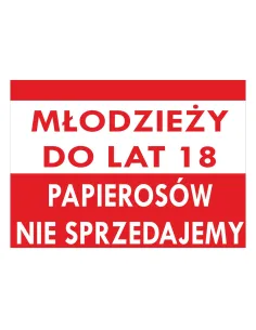 Tablica Informacyjna Młodzieży do Lat 18 Papierosów Nie