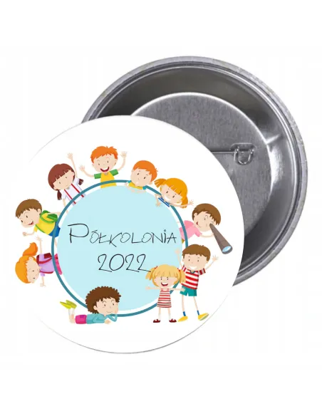 Przypinki Buttony – Półkolonia 2022 Znaczki Badziki Grafiką