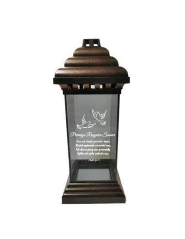 Znicz Lampion z Dedykacją Grawerem na Rocznica Śmierci