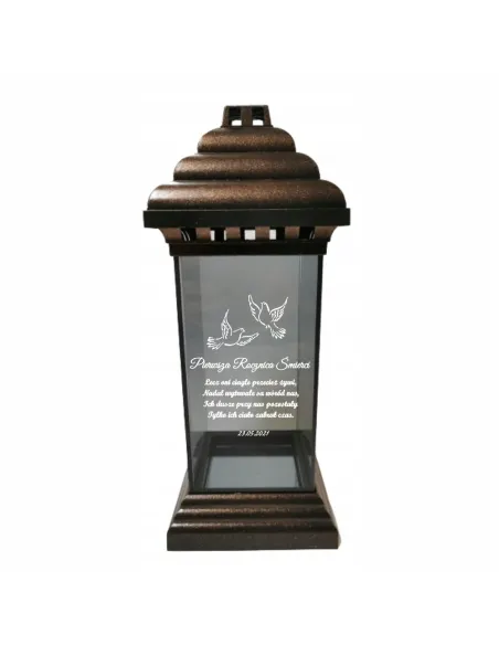 Znicz Lampion z Dedykacją Grawerem na Rocznica Śmierci