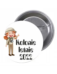 Przypinki Buttony Kolonie Letnie 2022 Znaczki z Nadrukiem