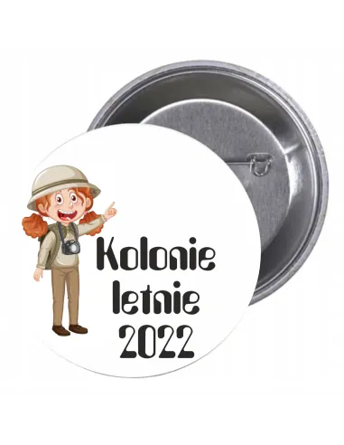 Przypinki Buttony Kolonie Letnie 2022 Znaczki z Nadrukiem