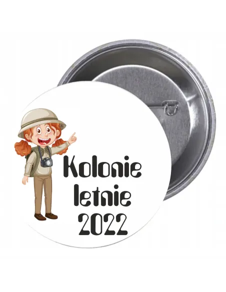 Przypinki Buttony Kolonie Letnie 2022 Znaczki z Nadrukiem