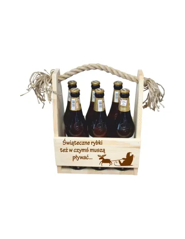 Skrzynka Nosidło na Piwo z Grawerem na Prezent na Święta