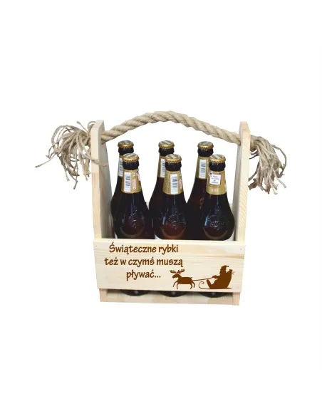 Skrzynka Nosidło na Piwo z Grawerem na Prezent na Święta