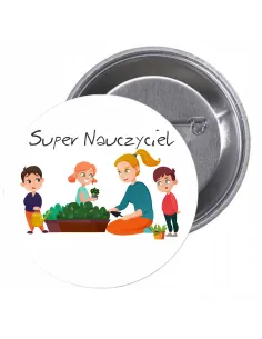 Przypinki Buttony Super Nauczyciel Znaczki Badziki Grafiką