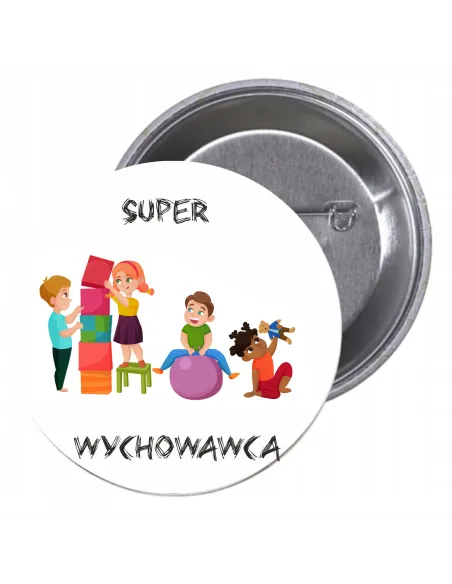 Przypinki Buttony Super Wychowawca Znaczki Badziki Grafiką