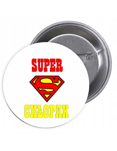 Przypinki Buttony Super Chłopak Znaczki Badziki z Grafiką